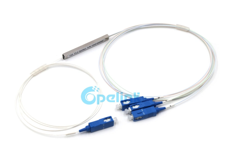 Manufacture 1X4 Steel Tube Optical Fiber PLC Splitter with 0.5-2m Colored Pigtail